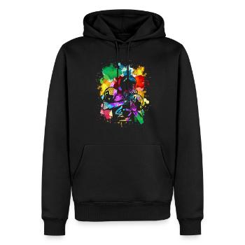 Coloré joueur de football américain Splash Art - Sweat à capuche Premium bio Homme - noir - Devant - Nico (187cm)