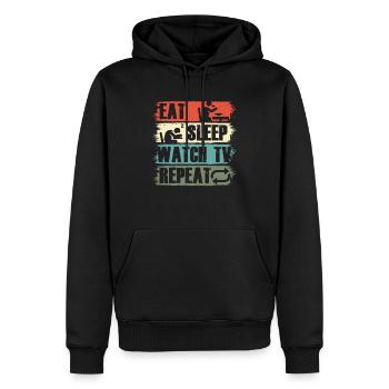 Essen Schlaf Uhr Fernsehen TV Film Show Geschenk - Männer Premium Bio Hoodie - Schwarz - Vorne - Nico (187cm)