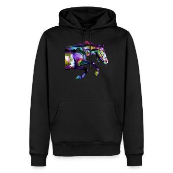 Cheval chevaux doux équitation cadeau idée cadeau - Sweat à capuche Premium bio Homme - noir - Devant - Nico (187cm)