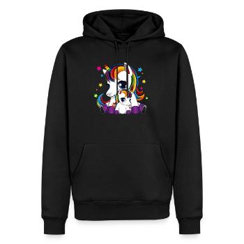 Mutter und Kind Einhorn - Muttertag - Männer Premium Bio Hoodie - Schwarz - Vorne - Nico (187cm)