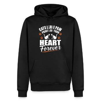 Chat chat cadeau doux chats - Sweat à capuche Premium bio Homme - noir - Devant - Nico (187cm)