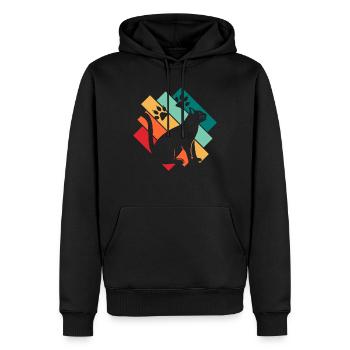Chat - Sweat à capuche Premium bio Homme - noir - Devant - Nico (187cm)