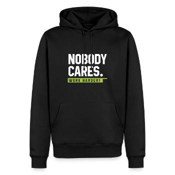 Personne ne se soucie de travailler plus dur - Cadeau de motivation - Sweat à capuche Premium bio Homme - noir - Devant - Nico (187cm)