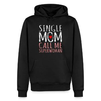 Mère mère célibataire - Sweat à capuche Premium bio Homme - noir - Devant - Nico (187cm)