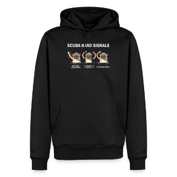 Scuba mains signaux Scuba-plongée cadeau - Sweat à capuche Premium bio Homme - noir - Devant - Nico (187cm)