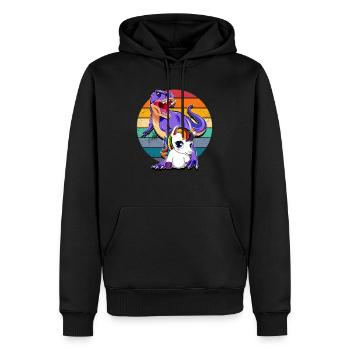 Einhorn und Dinosaurier - Männer Premium Bio Hoodie - Schwarz - Vorne - Nico (187cm)