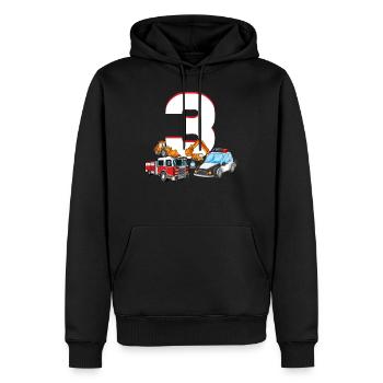 3ème anniversaire 3 ans de pompiers de la police pelle - Sweat à capuche Premium bio Homme - noir - Devant - Nico (187cm)