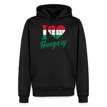 Hongrie - Sweat à capuche Premium bio Homme - noir - Devant - Nico (187cm)