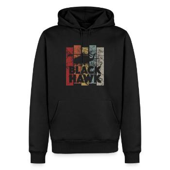 Vintage Hubschrauber Black Hawk Pilot - Retro - Männer Premium Bio Hoodie - Schwarz - Vorne - Nico (187cm)