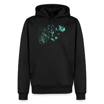 Retro TV technique croquis old school cadeau - Sweat à capuche Premium bio Homme - noir - Devant - Nico (187cm)