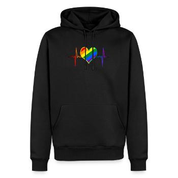 Battement de coeur de fierté LGBTQ - LGBTQ+ - Sweat à capuche Premium bio Homme - noir - Devant - Nico (187cm)