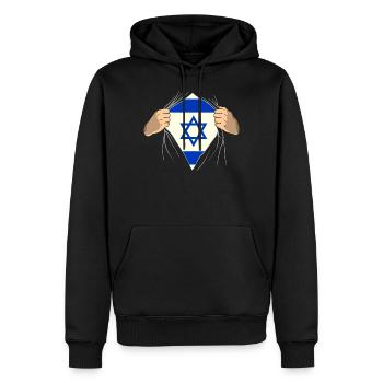 Israël - Sweat à capuche Premium bio Homme - noir - Devant - Nico (187cm)