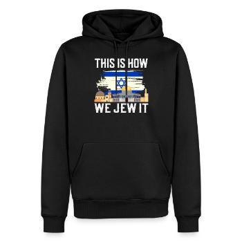 Israel - Männer Premium Bio Hoodie - Schwarz - Vorne - Nico (187cm)