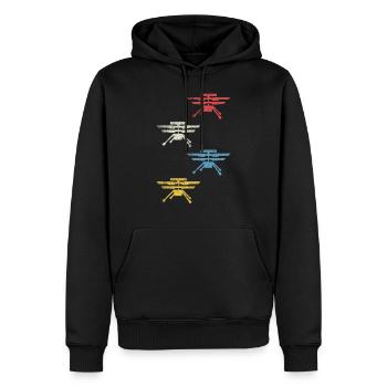 Retro Mars Hélicoptère - Espace Spatial Vintage - Sweat à capuche Premium bio Homme - noir - Devant - Nico (187cm)