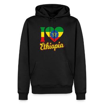 Ethiopie - Sweat à capuche Premium bio Homme - noir - Devant - Nico (187cm)