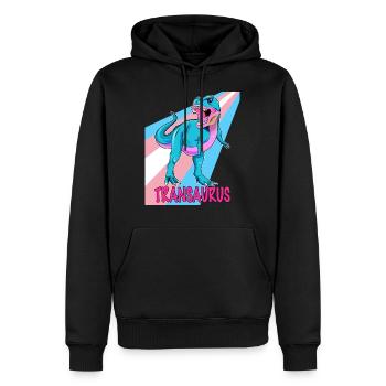 Dino transgenre - Transaurus - Sweat à capuche Premium bio Homme - noir - Devant - Nico (187cm)