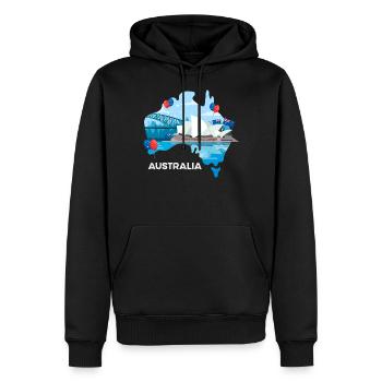Australie - Sweat à capuche Premium bio Homme - noir - Devant - Nico (187cm)