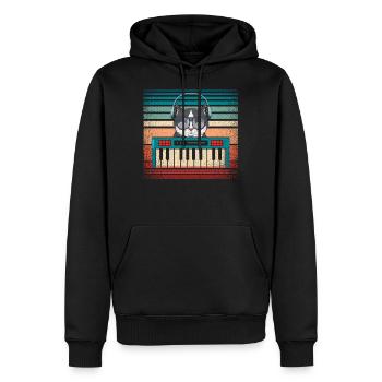 Synthesizer Keyboard Musikproduzent Katze - Männer Premium Bio Hoodie - Schwarz - Vorne - Nico (187cm)