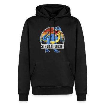Dinosaurier-Familie - Stepdadsaurus - Männer Premium Bio Hoodie - Schwarz - Vorne - Nico (187cm)