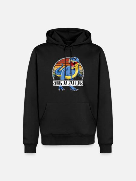 Dinosaurier-Familie - Stepdadsaurus - Männer Premium Bio Hoodie - Schwarz