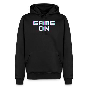 game on - Sweat à capuche Premium bio Homme - noir - Devant - Nico (187cm)