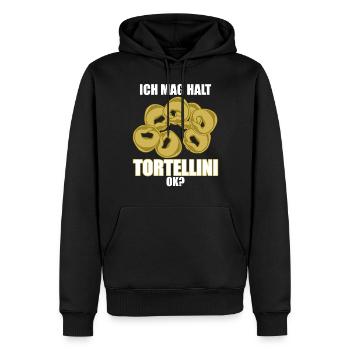 Tortellini Pasta Spruch - Männer Premium Bio Hoodie - Schwarz - Vorne - Nico (187cm)