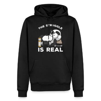 Gewichtheben Sport Lustiges Gym Workout Panda - Männer Premium Bio Hoodie - Schwarz - Vorne - Nico (187cm)
