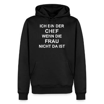 Ich bin der Chef wenn die Frau nicht da ist - Männer Premium Bio Hoodie - Schwarz - Vorne - Nico (187cm)