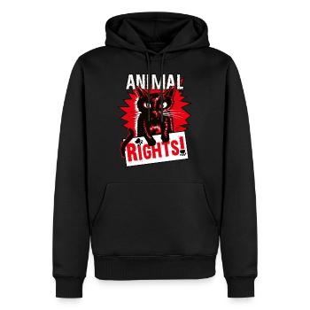 DROITS DES ANIMAUX - Sweat à capuche Premium bio Homme - noir - Devant - Nico (187cm)