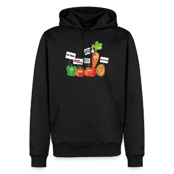 Drôle de légumes Pro Viande Anti Vegan - Sweat à capuche Premium bio Homme - noir - Devant - Nico (187cm)