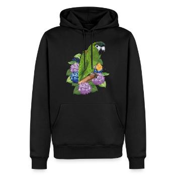 Noble ara - Männer Premium Bio Hoodie - Schwarz - Vorne - Nico (187cm)