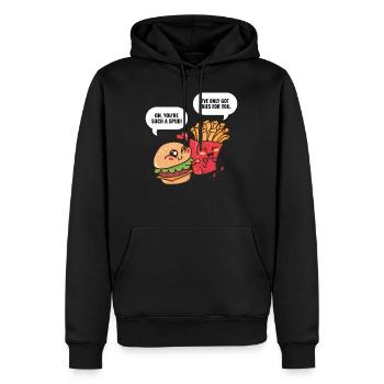 Burger Et Fries Burger cadeau - Sweat à capuche Premium bio Homme - noir - Devant - Nico (187cm)