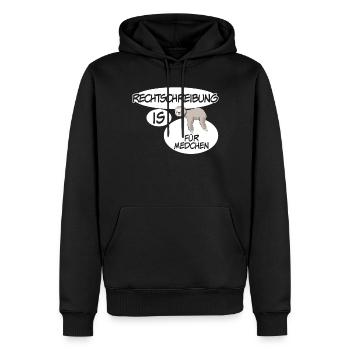 Rechtschreibung Spruch Witz - Männer Premium Bio Hoodie - Schwarz - Vorne - Nico (187cm)