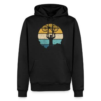 Retro Radcross Cyclocross Querfeldeinrennen - Männer Premium Bio Hoodie - Schwarz - Vorne - Nico (187cm)