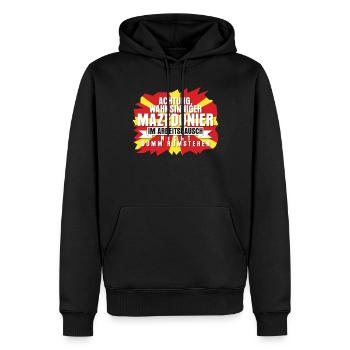 Mazedonien Mazedonier im Arbeitsrausch - Männer Premium Bio Hoodie - Schwarz - Vorne - Nico (187cm)