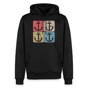 Idée de cadeau mer capitaine Nautik Ancre Vintage - Sweat à capuche Premium bio Homme - noir - Devant - Nico (187cm)