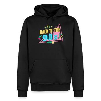 90s 90 - Sweat à capuche Premium bio Homme - noir - Devant - Nico (187cm)