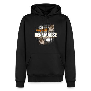 Rennmaus Rennmäuse Gerbil Spruch - Männer Premium Bio Hoodie - Schwarz - Vorne - Nico (187cm)