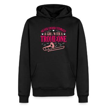 Tromboniste trombonist cadeau - Sweat à capuche Premium bio Homme - noir - Devant - Nico (187cm)