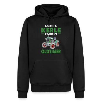 Echte Kerle fahren Traktor individuelles Design - Männer Premium Bio Hoodie - Schwarz - Vorne - Nico (187cm)