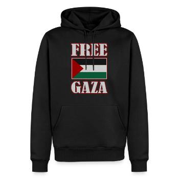 Drapeau Palestine, Palestine Libre, Gaza Libre, Gaza - Sweat à capuche Premium bio Homme - noir - Devant - Nico (187cm)