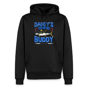 père fils pêche fan poisson - Sweat à capuche Premium bio Homme - noir - Devant - Nico (187cm)