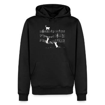 Notes musicales Chat léché - Sweat à capuche Premium bio Homme - noir - Devant - Nico (187cm)