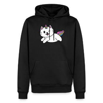Chat Licorne mignon - Sweat à capuche Premium bio Homme - noir - Devant - Nico (187cm)