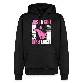 Honigdachs - Männer Premium Bio Hoodie - Schwarz - Vorne - Nico (187cm)