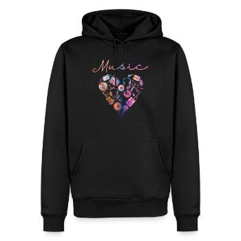 Musik Herz Gitarre Musiker Mikrofon - Männer Premium Bio Hoodie - Schwarz - Vorne - Nico (187cm)