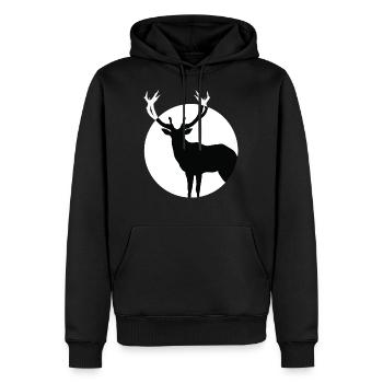 Cerf - Sweat à capuche Premium bio Homme - noir - Devant - Nico (187cm)