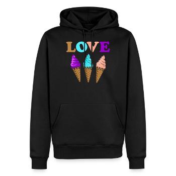 Eiscreme - Männer Premium Bio Hoodie - Schwarz - Vorne - Nico (187cm)