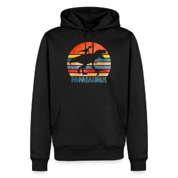 Vater Papa Papasaurus - Männer Premium Bio Hoodie - Schwarz - Vorne - Nico (187cm)