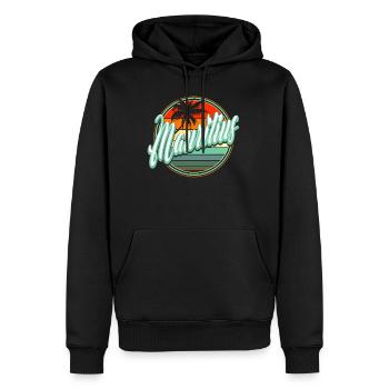 SommerStrandurlaub - Mauritius - Männer Premium Bio Hoodie - Schwarz - Vorne - Nico (187cm)